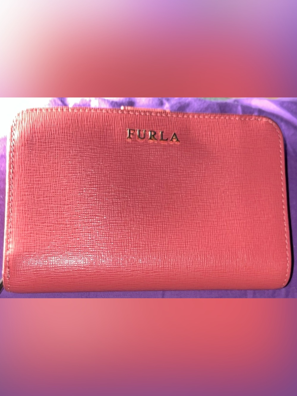 Furla EUC Coral Pink Saffiano Leather Wallet